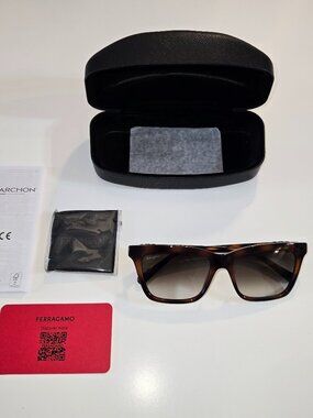 Salvatore Ferragamo Dark Havana/Grey Shaded Sunglasses